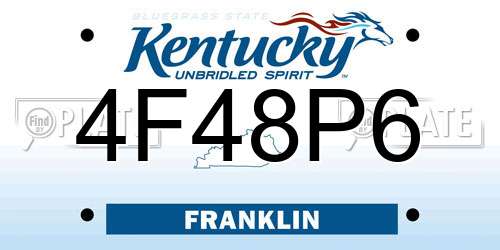 4F48P6 Kentucky License Plate