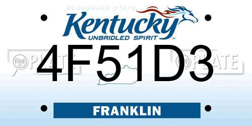 4F51D3 Kentucky License Plate