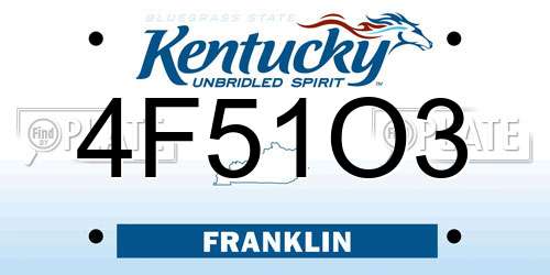 4F51O3 Kentucky License Plate