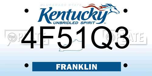 4F51Q3 Kentucky License Plate