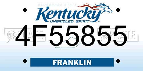 4F55855 Kentucky License Plate