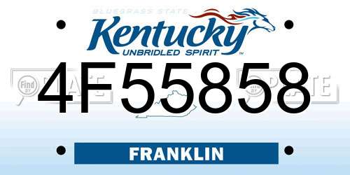 4F55858 Kentucky License Plate