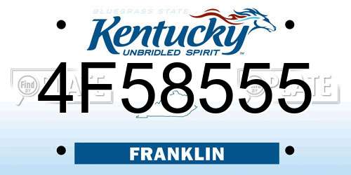 4F58555 Kentucky License Plate