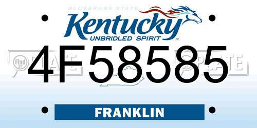4F58585 Kentucky License Plate