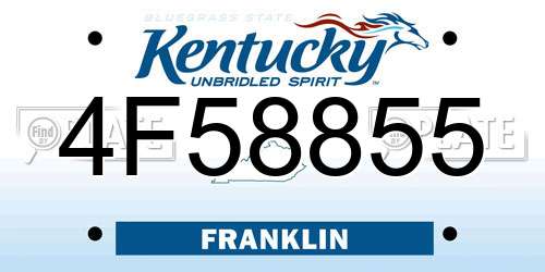4F58855 Kentucky License Plate