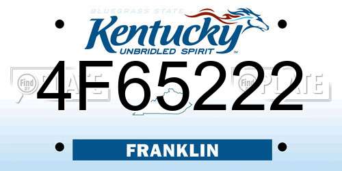 4F65222 Kentucky License Plate