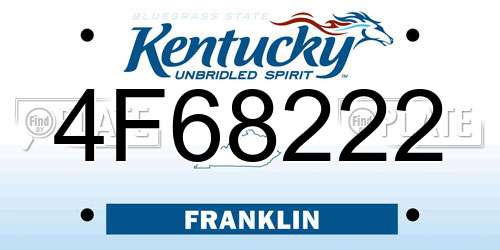 4F68222 Kentucky License Plate