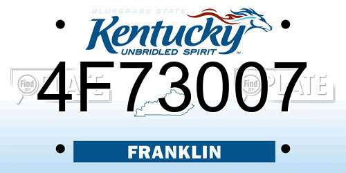 4F73007 Kentucky License Plate