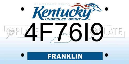 4F76I9 Kentucky License Plate