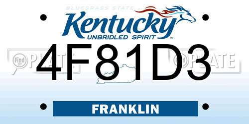 4F81D3 Kentucky License Plate