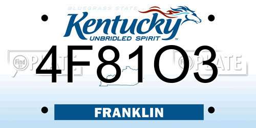4F81O3 Kentucky License Plate