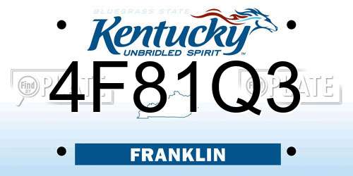 4F81Q3 Kentucky License Plate
