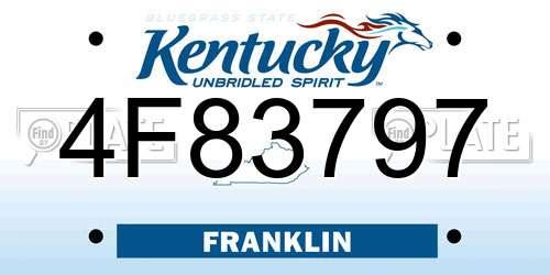 4F83797 Kentucky License Plate