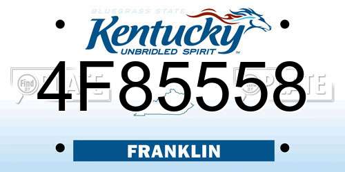 4F85558 Kentucky License Plate