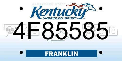4F85585 Kentucky License Plate