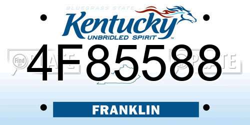 4F85588 Kentucky License Plate