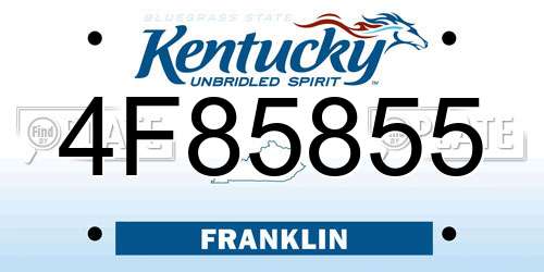 4F85855 Kentucky License Plate