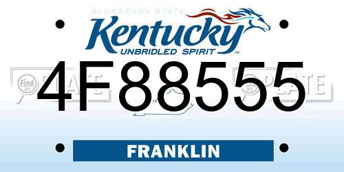 4F88555 Kentucky License Plate