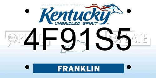 4F91S5 Kentucky License Plate