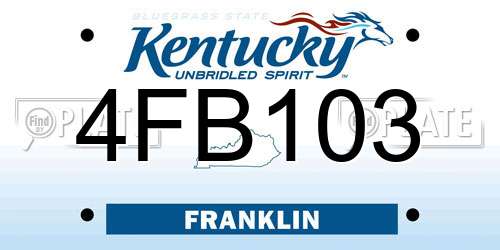4FB103 Kentucky License Plate
