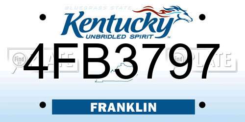 4FB3797 Kentucky License Plate