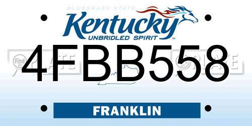 4FBB558 Kentucky License Plate