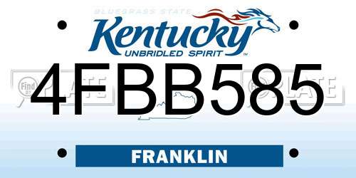 4FBB585 Kentucky License Plate