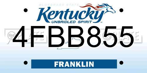 4FBB855 Kentucky License Plate