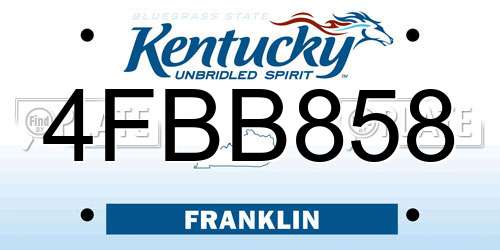 4FBB858 Kentucky License Plate