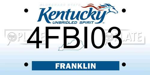 4FBI03 Kentucky License Plate