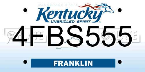 4FBS555 Kentucky License Plate