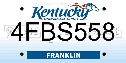 4FBS558 Kentucky License Plate