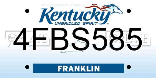 4FBS585 Kentucky License Plate