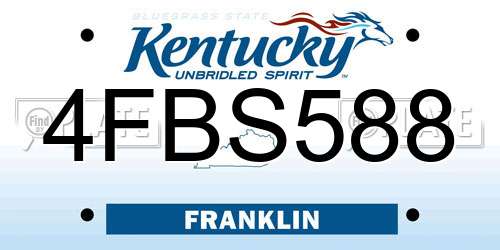 4FBS588 Kentucky License Plate