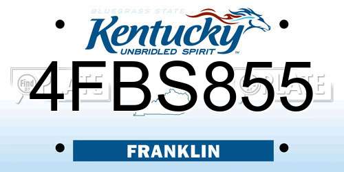 4FBS855 Kentucky License Plate