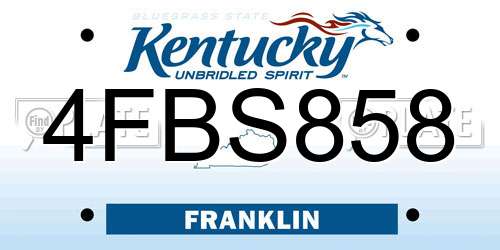 4FBS858 Kentucky License Plate