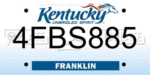 4FBS885 Kentucky License Plate