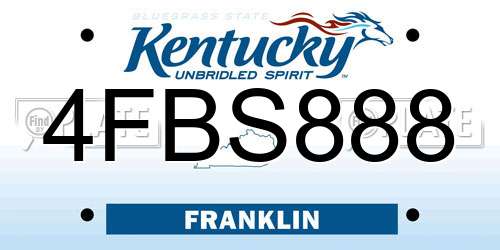 4FBS888 Kentucky License Plate