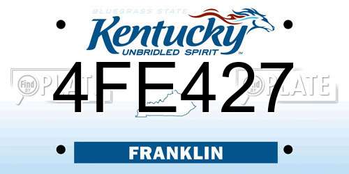 4FE427 Kentucky License Plate
