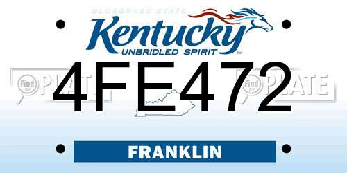 4FE472 Kentucky License Plate