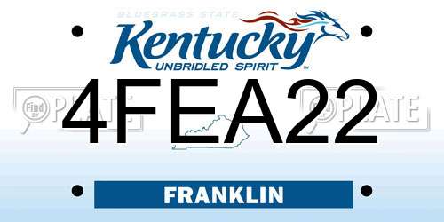 4FEA22 Kentucky License Plate