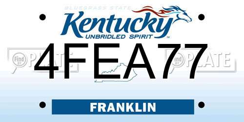 4FEA77 Kentucky License Plate