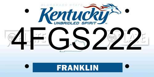 4FGS222 Kentucky License Plate
