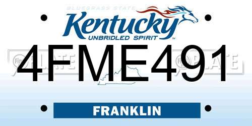4FME491 Kentucky License Plate
