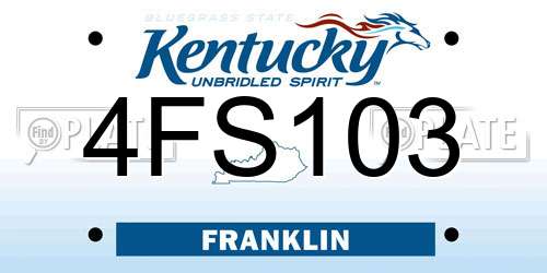 4FS103 Kentucky License Plate