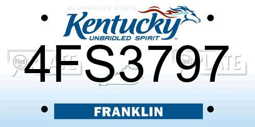4FS3797 Kentucky License Plate