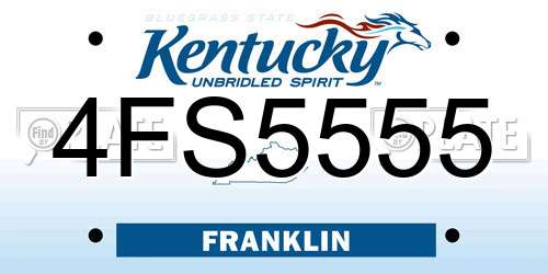 4FS5555 Kentucky License Plate