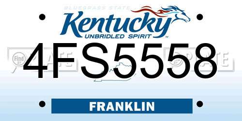 4FS5558 Kentucky License Plate