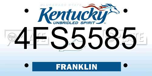 4FS5585 Kentucky License Plate