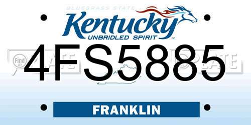 4FS5885 Kentucky License Plate